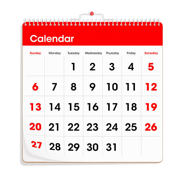 A generic wall calendar, isolated on a white background.